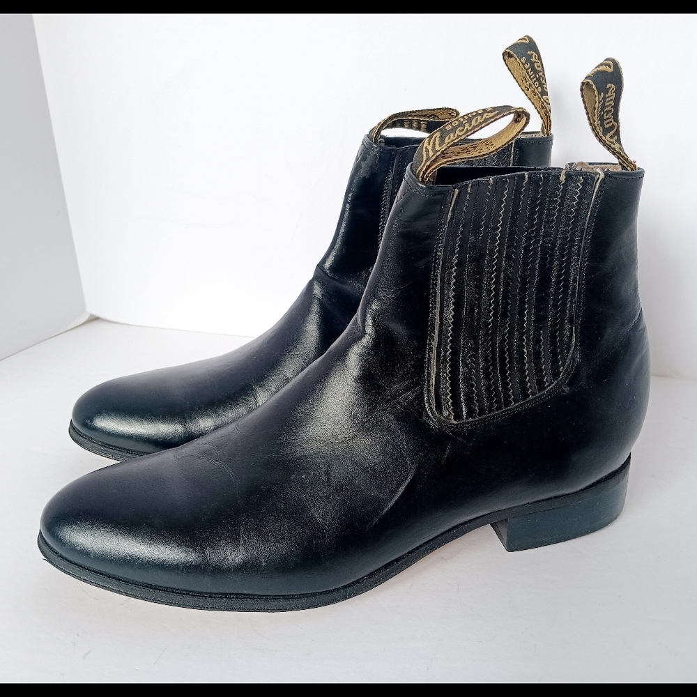 Black Leather Men's Cowboy dress boots